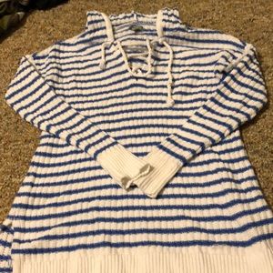 Striped tie up sweater